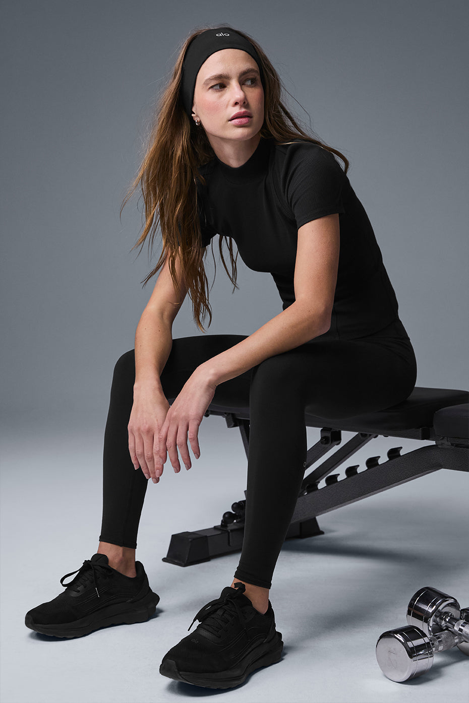 Ribbed Mesmerize Shorts‑Sleeve — Black