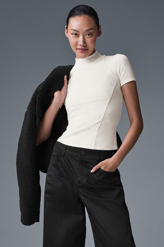 Ribbed Mesmerize Shorts‑Sleeve — Ivory