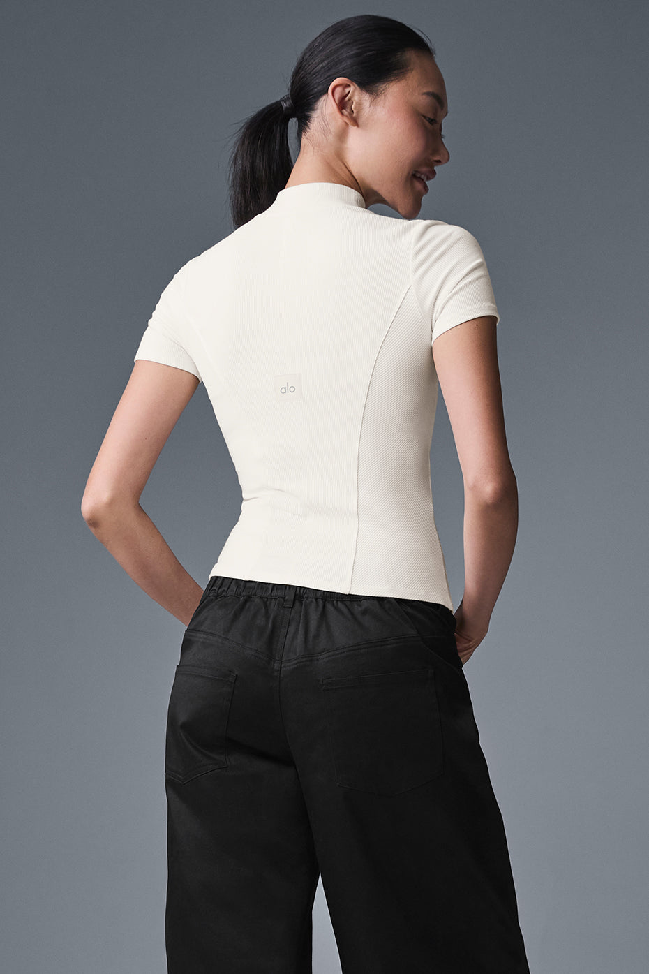 Ribbed Mesmerize Shorts‑Sleeve — Ivory