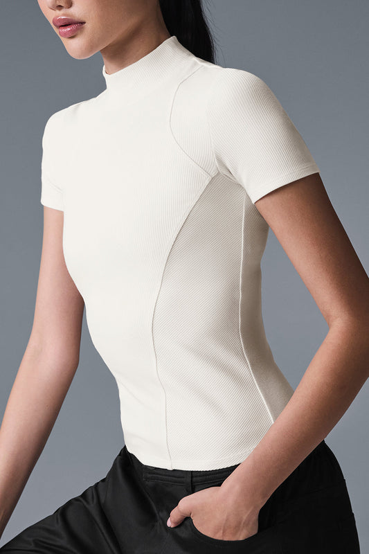 Ribbed Mesmerize Shorts‑Sleeve — Ivory