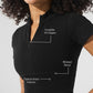 Seamless Winter Warm Plush Cropped Shorts‑Sleeve — Black