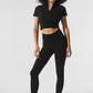 Seamless Winter Warm Plush Cropped Shorts‑Sleeve — Black