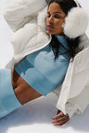 Seamless Winter Warm Plush Cropped Shorts‑Sleeve — Celestial Blue