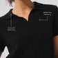 Cashmere Plush Waffle Polo Tee — Black