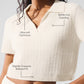 Cashmere Plush Waffle Polo Tee — Ivory