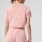 Cashmere Plush Waffle Polo Tee — Pink Quartz
