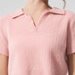 Cashmere Plush Waffle Polo Tee — Pink Quartz