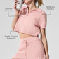 Cashmere Plush Waffle Polo Tee — Pink Quartz