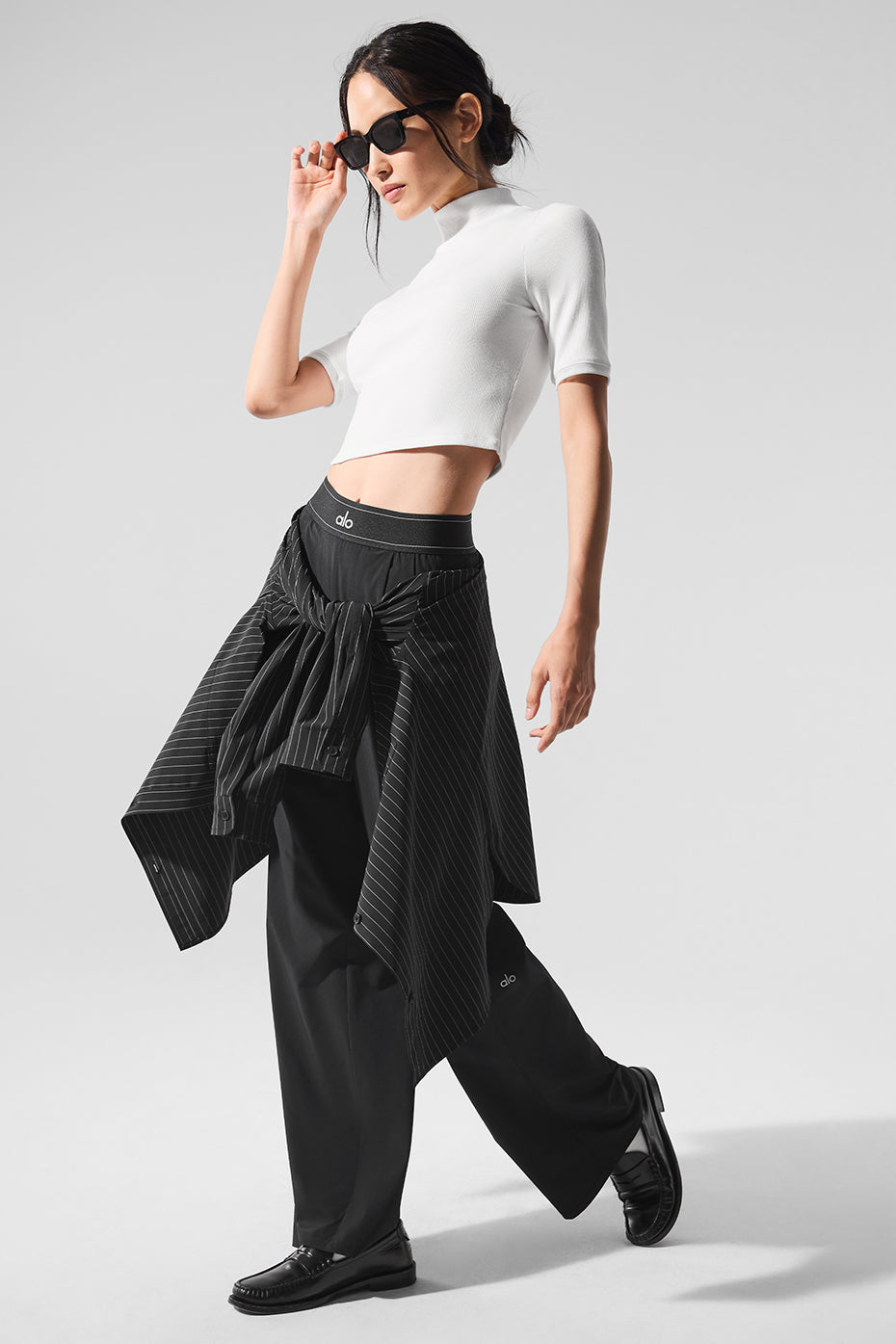 Ribbed Mesh Secret Shorts‑Sleeve — White