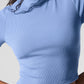 Ribbed Mesh Secret Shorts‑Sleeve — Crystal Clear Blue