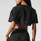 Mesh Cropped Mirage Tee — Black
