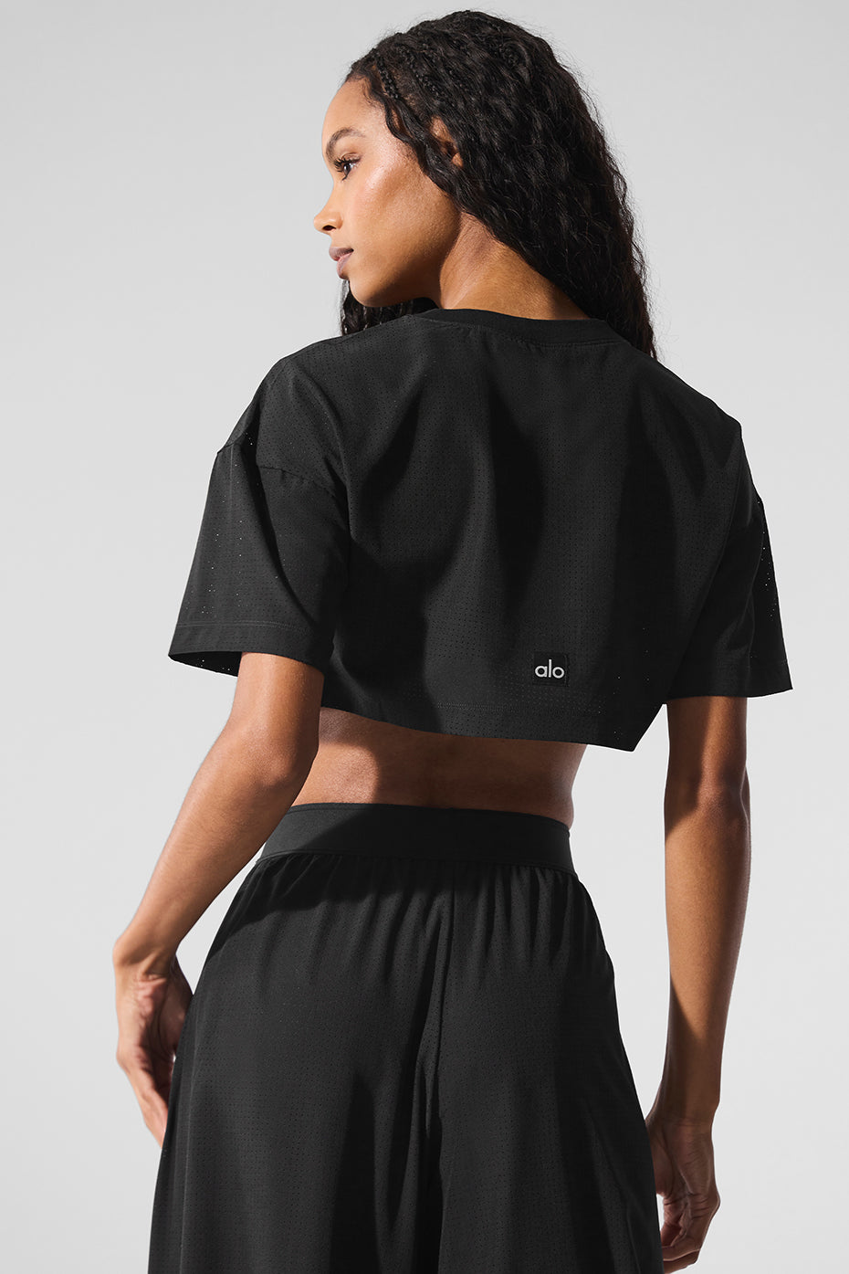 Mesh Cropped Mirage Tee — Black
