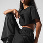 Mesh Cropped Mirage Tee — Black