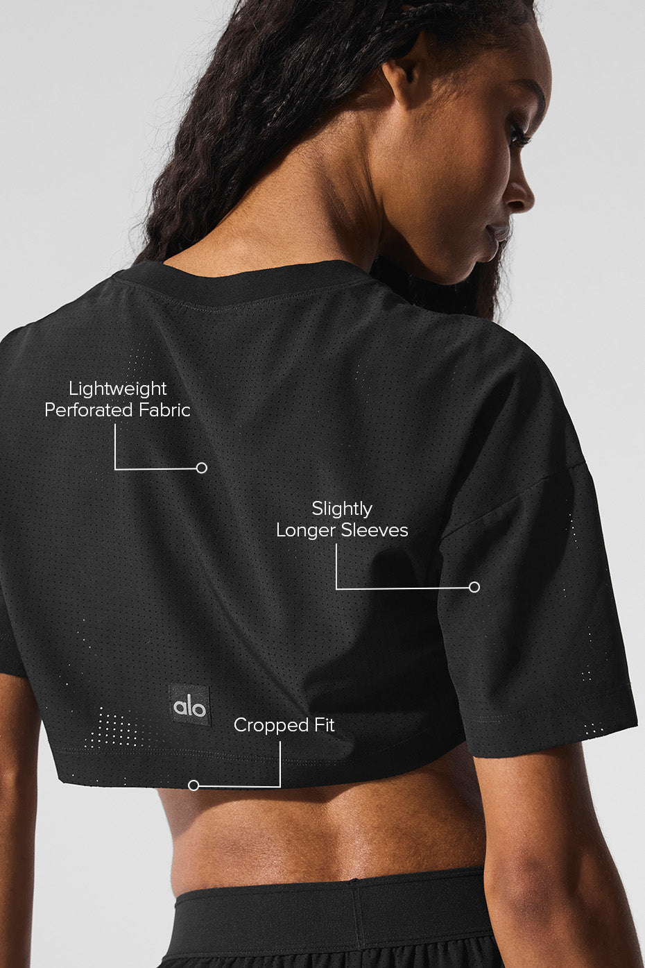 Mesh Cropped Mirage Tee — Black