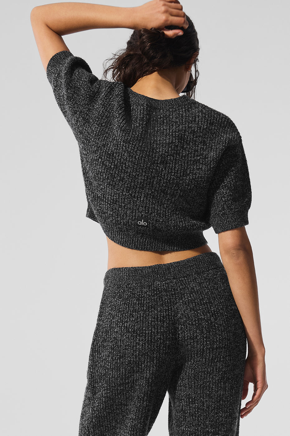 Marl Sweater Shorts‑Sleeve — Black Marl