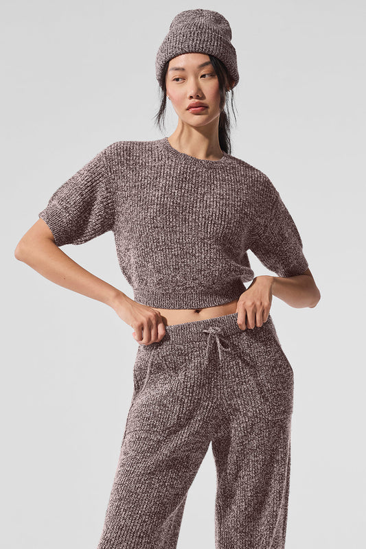 Marl Sweater Shorts‑Sleeve — Mushroom Marl