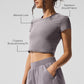 Washed Alosoft Crop Finesse Shorts‑Sleeve — Cool Grey Wash