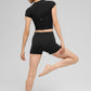 SculptSoft Precision Fit Shorts‑Sleeve Top — Black
