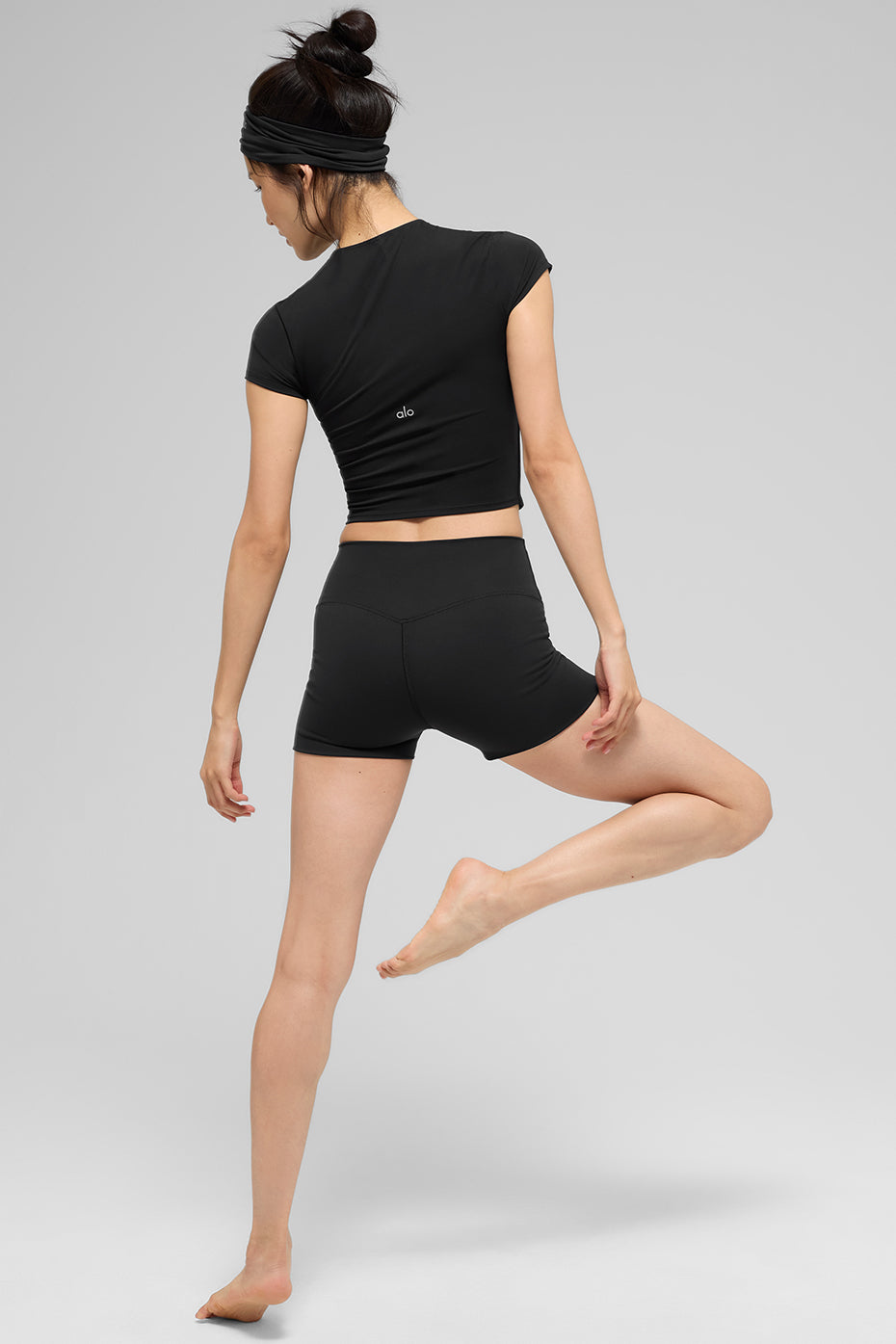 SculptSoft Precision Fit Shorts‑Sleeve Top — Black