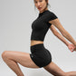 SculptSoft Precision Fit Shorts‑Sleeve Top — Black