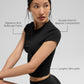 SculptSoft Precision Fit Shorts‑Sleeve Top — Black