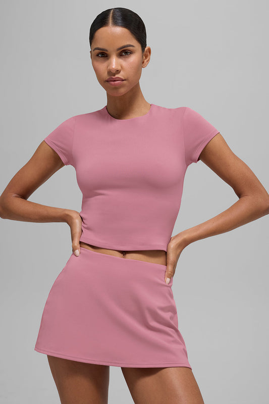 SculptSoft Precision Fit Shorts‑Sleeve Top — Pink Wild Rose