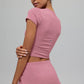 SculptSoft Precision Fit Shorts‑Sleeve Top — Pink Wild Rose