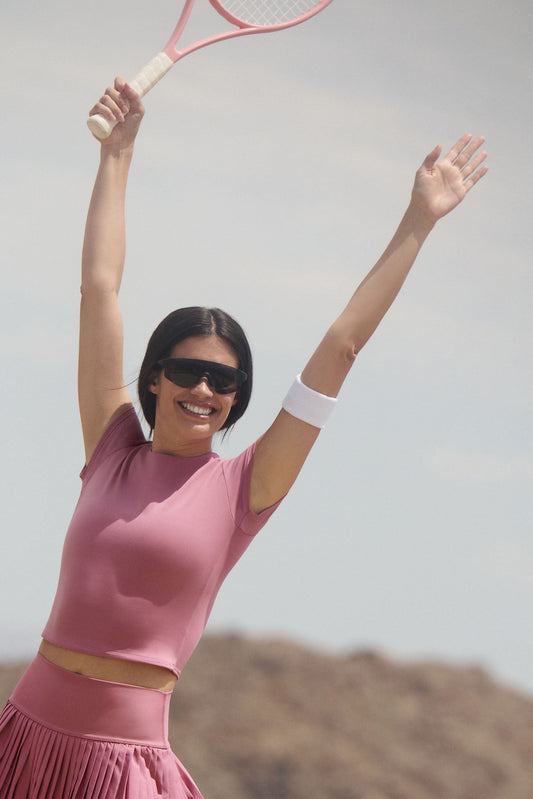 SculptSoft Precision Fit Shorts‑Sleeve Top — Pink Wild Rose