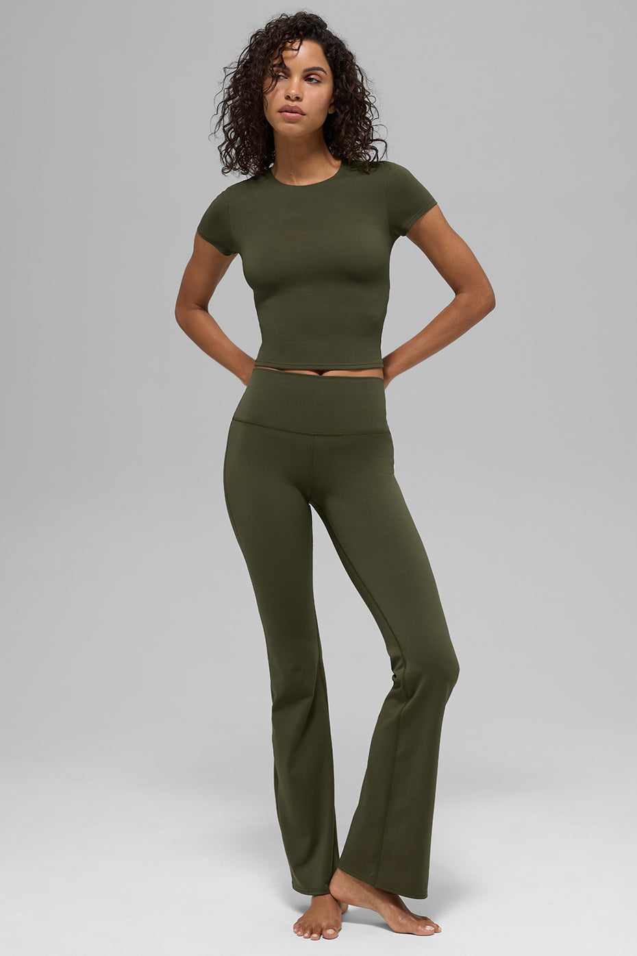 SculptSoft Precision Fit Shorts‑Sleeve Top — Green Olive