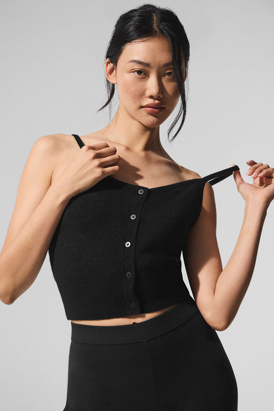 Sheer Cashmere Tank Top — Black