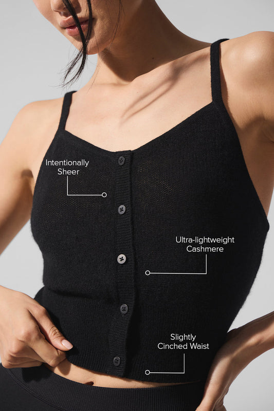 Sheer Cashmere Tank Top — Black