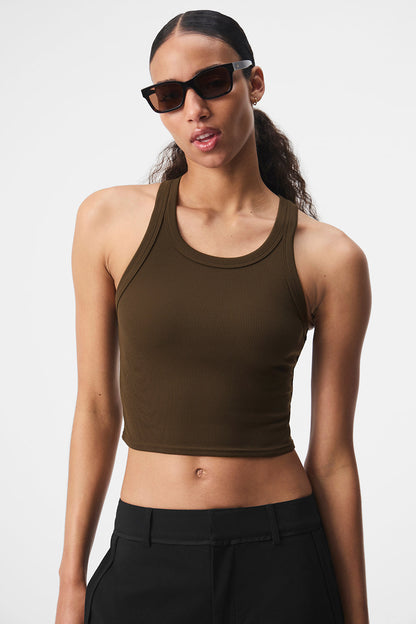 Goddess Ribbed Go — To Tank Top — Espresso