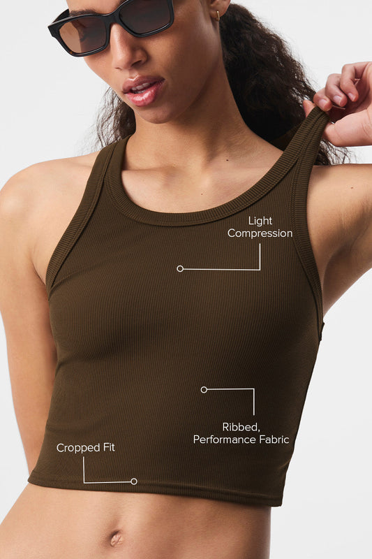 Goddess Ribbed Go — To Tank Top — Espresso