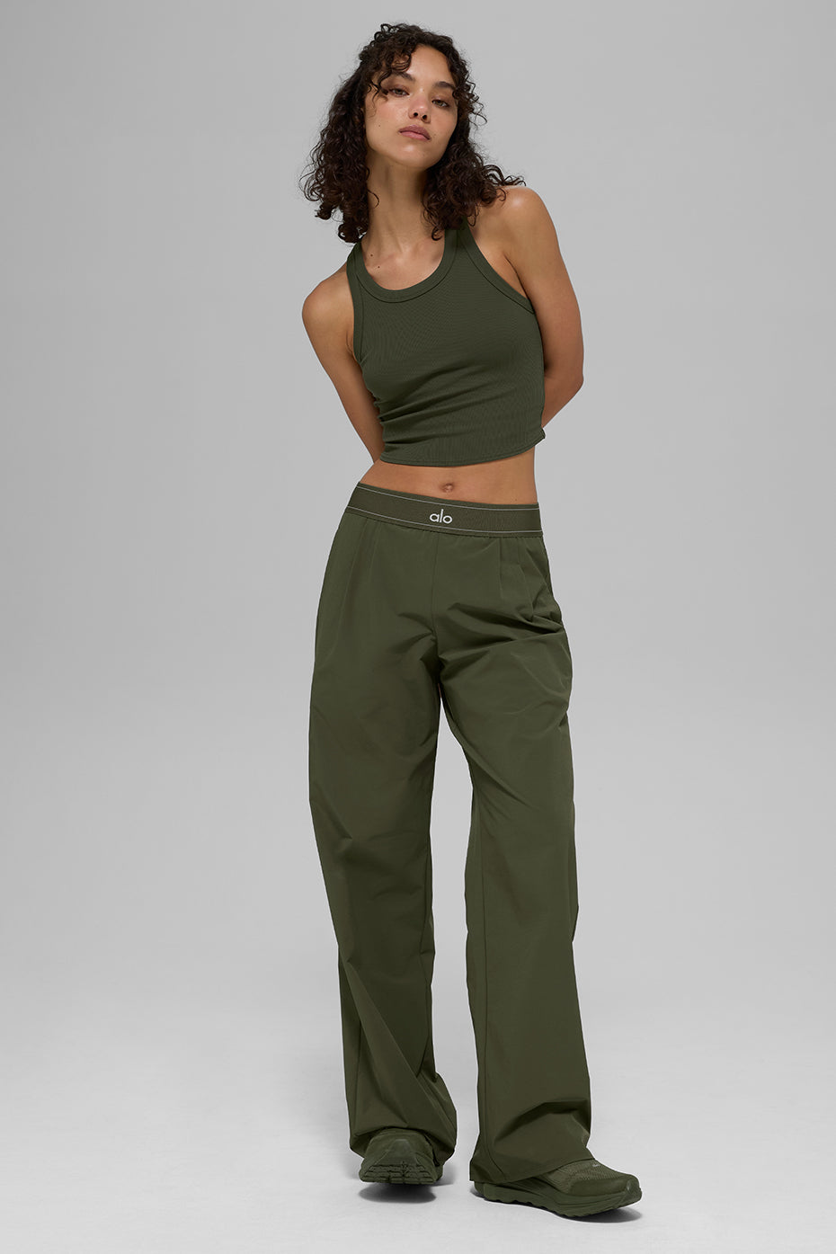 Goddess Ribbed Go — To Tank Top — Green Olive