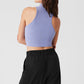 Ribbed Sea Coast Cropped Turtleneck Tank Top — Lilac Blue