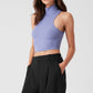 Ribbed Sea Coast Cropped Turtleneck Tank Top — Lilac Blue