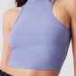 Ribbed Sea Coast Cropped Turtleneck Tank Top — Lilac Blue
