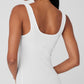 Ribbed Sea Coast Scoop Neck Tank Top — White