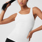 Ribbed Sea Coast Scoop Neck Tank Top — White