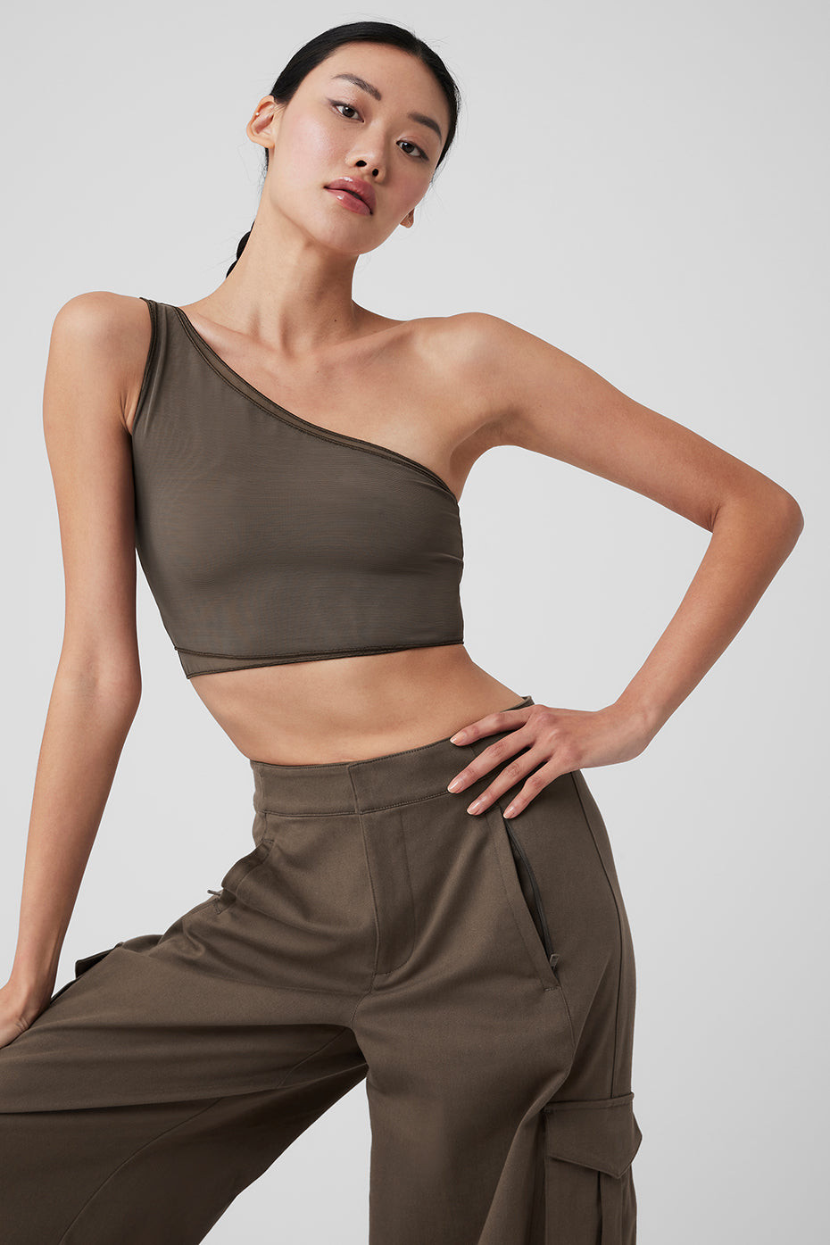 Mesh Sheer Illusion Tank Top — Olive Tree