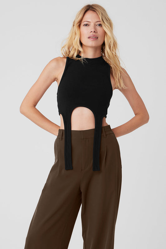 Wellness Rib Flaunt Tank Top — Black