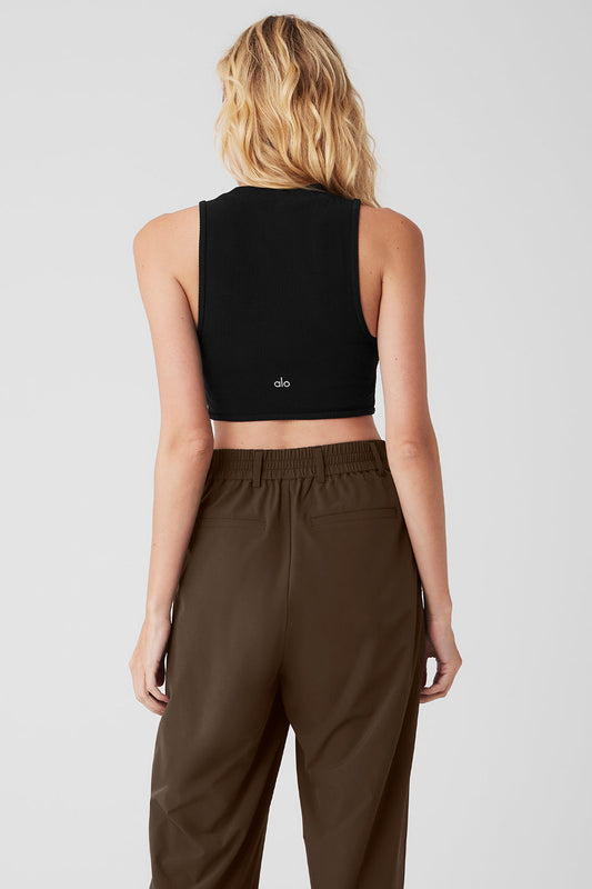 Wellness Rib Flaunt Tank Top — Black