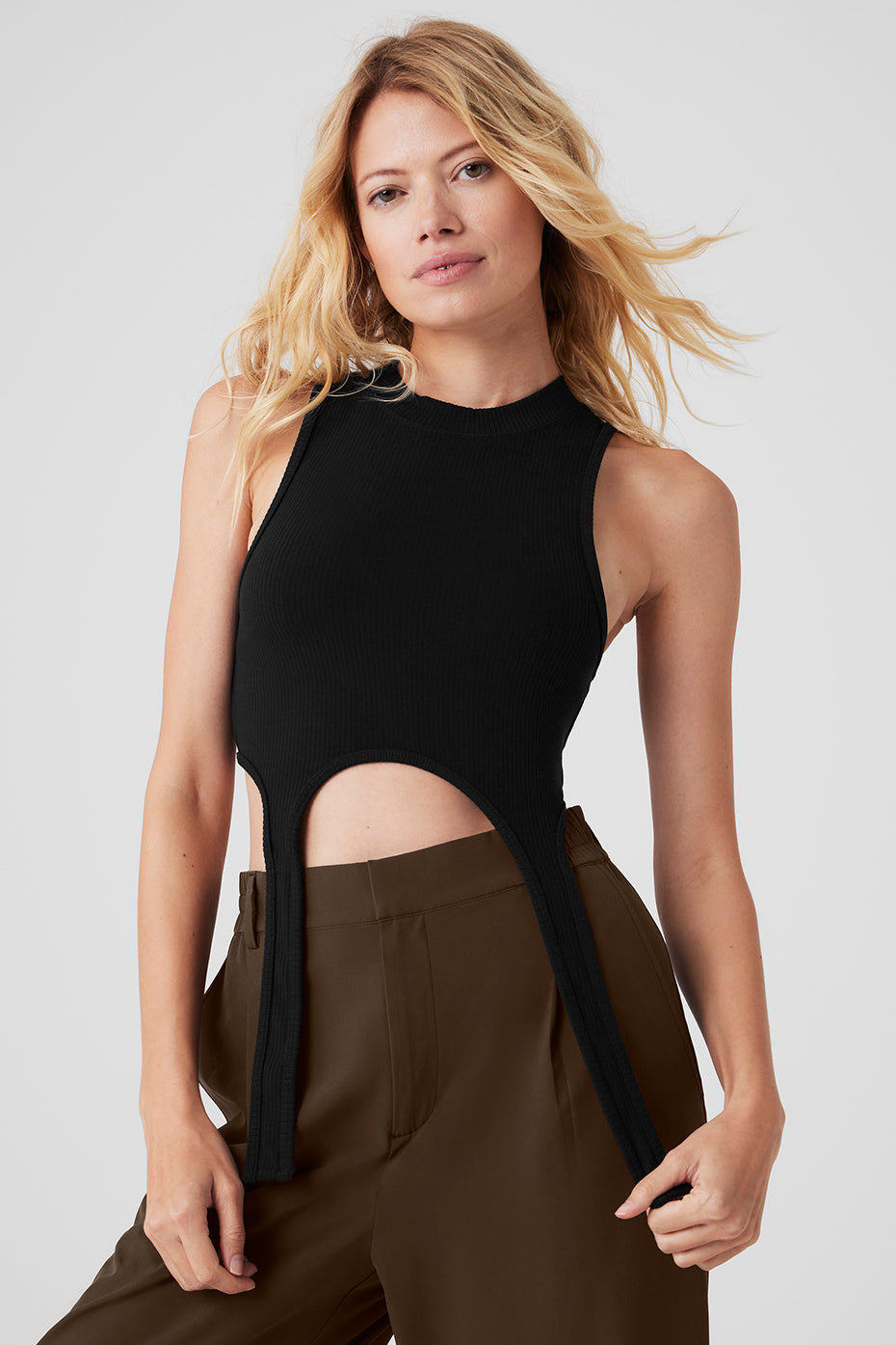 Wellness Rib Flaunt Tank Top — Black
