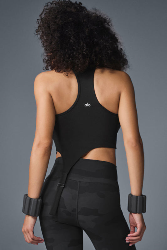 Alosoft Ribbed Revelation Tank Top — Black