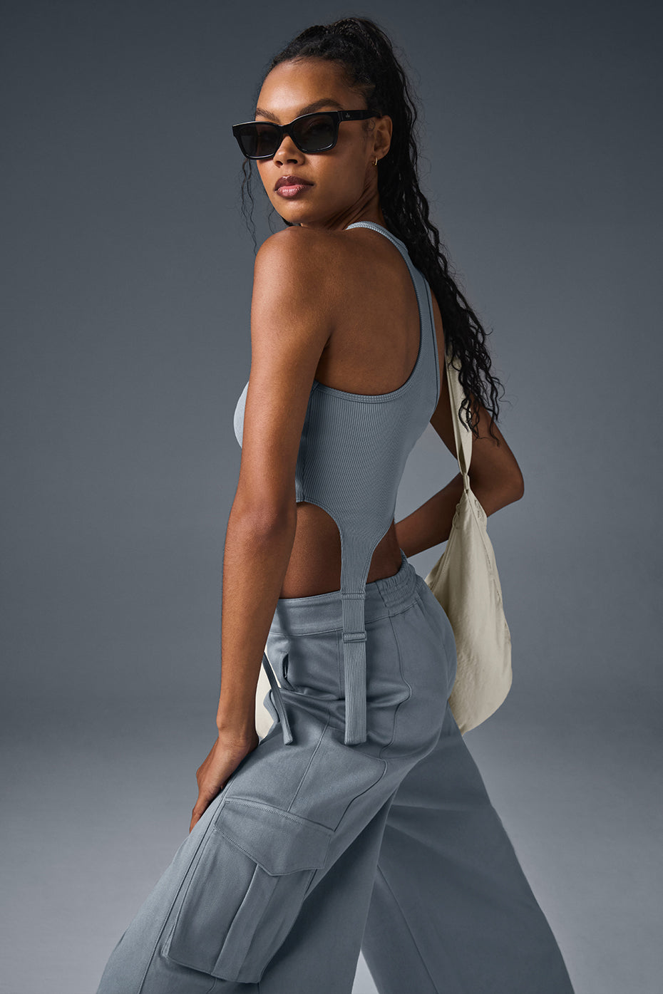 Alosoft Ribbed Revelation Tank Top — Steel Grey