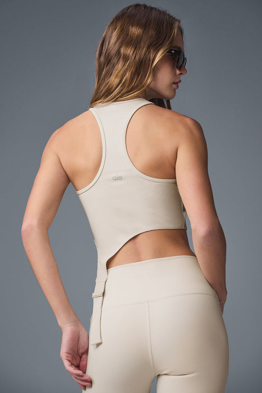 Alosoft Ribbed Revelation Tank Top — Oat Milk