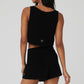 Cashmere Plush Waffle Cropped Tank Top — Black