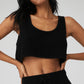 Cashmere Plush Waffle Cropped Tank Top — Black