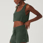 Cashmere Plush Waffle Cropped Tank Top — Dark Cactus