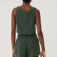 Cashmere Plush Waffle Cropped Tank Top — Dark Cactus